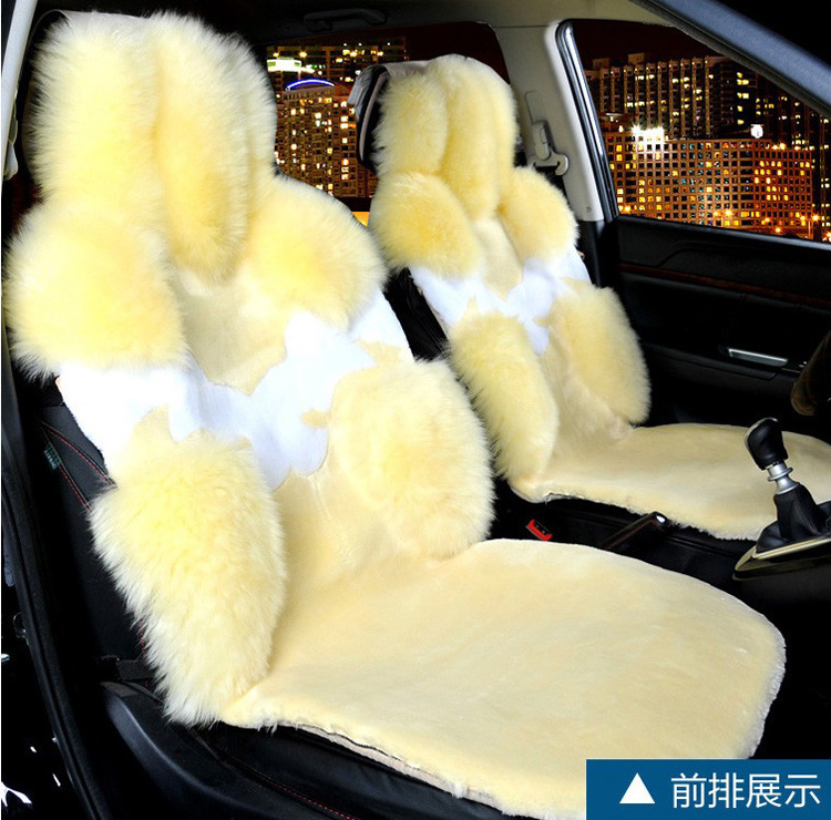 1Piece Front Australia Wool Car Seat Cover Winter Pulvinis Flower Genuine Fur Cushions Pads Plush Mats