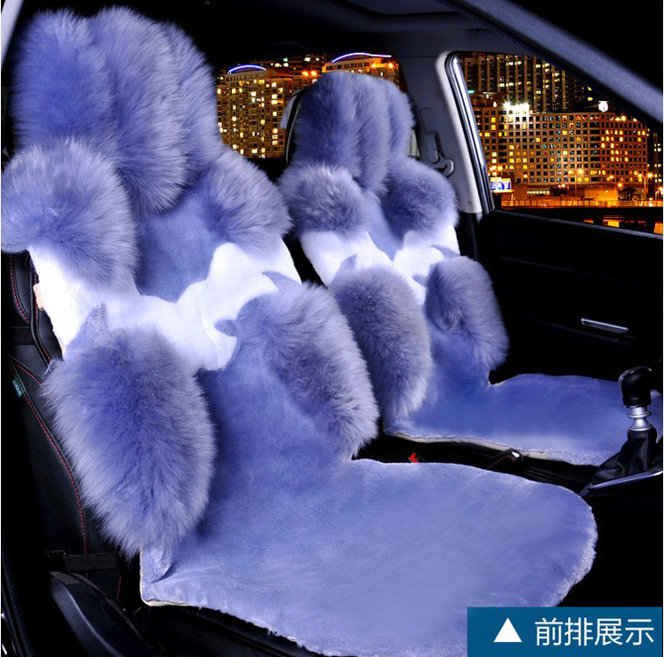 1Piece Front Australia Wool Car Seat Cover Winter Pulvinis Flower Genuine Fur Cushions Pads Plush Mats