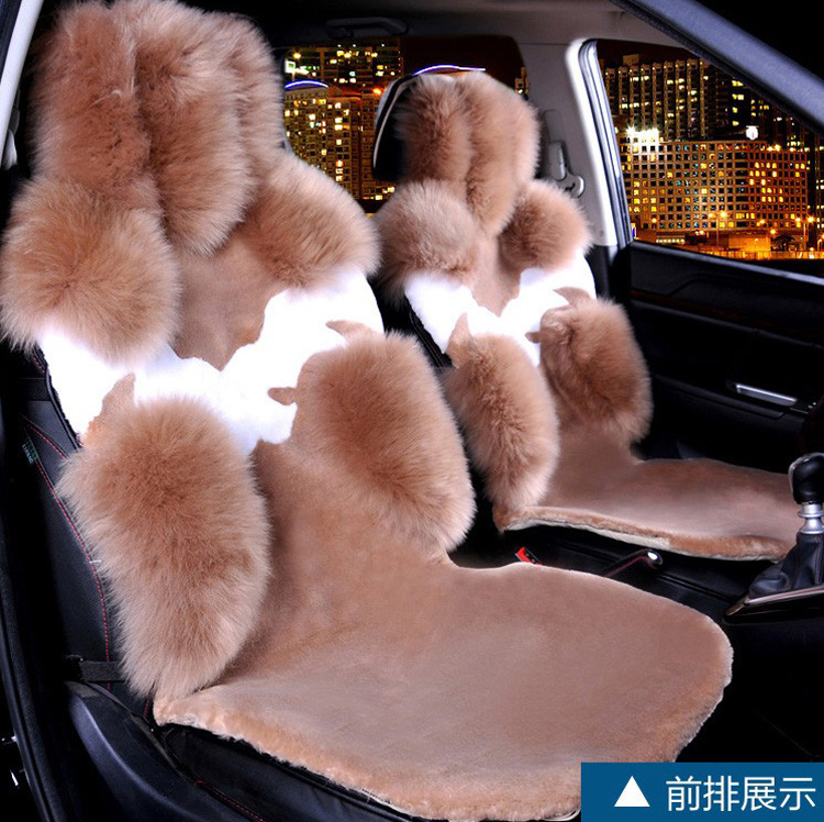 1Piece Front Australia Wool Car Seat Cover Winter Pulvinis Flower Genuine Fur Cushions Pads Plush Mats