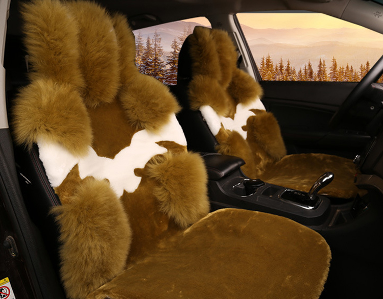 1Piece Front Australia Wool Car Seat Cover Winter Pulvinis Flower Genuine Fur Cushions Pads Plush Mats