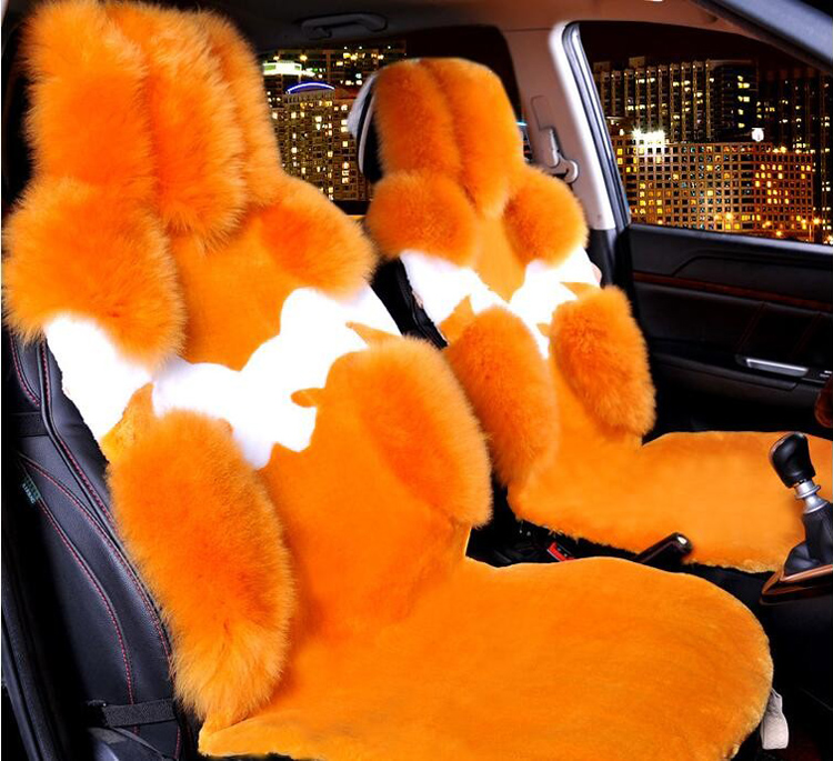 1Piece Front Australia Wool Car Seat Cover Winter Pulvinis Flower Genuine Fur Cushions Pads Plush Mats