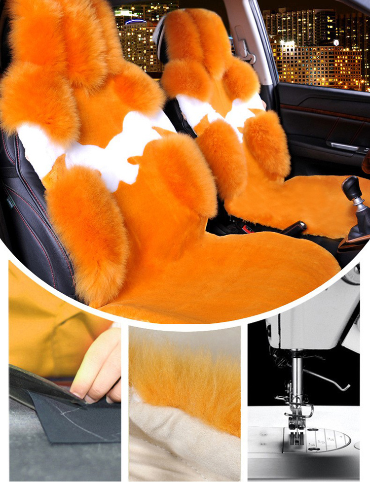 1Piece Front Australia Wool Car Seat Cover Winter Pulvinis Flower Genuine Fur Cushions Pads Plush Mats