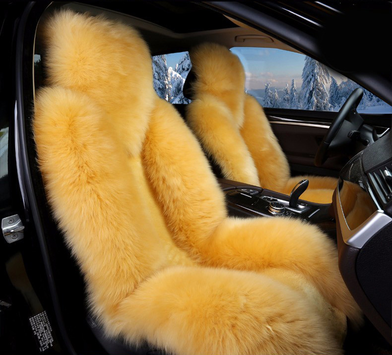 1Piece Long Wool Auto Seat Cover Universal Sheepskin Fur Cushions Winter Warm Soft Plush