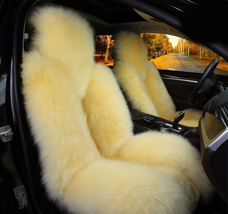 1Piece Long Wool Auto Seat Cover Universal Sheepskin Fur Cushions Winter Warm Soft Plush