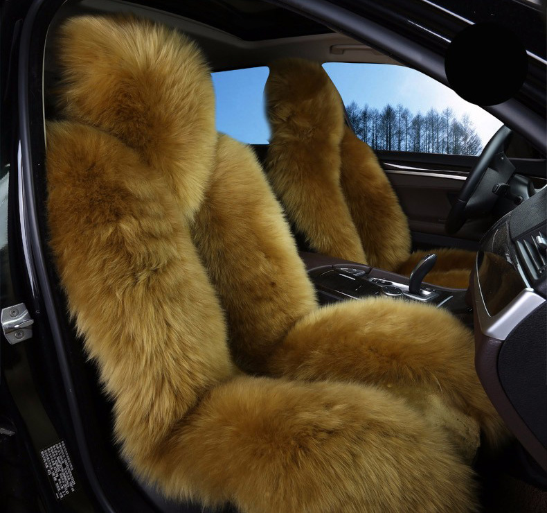 1Piece Long Wool Auto Seat Cover Universal Sheepskin Fur Cushions Winter Warm Soft Plush