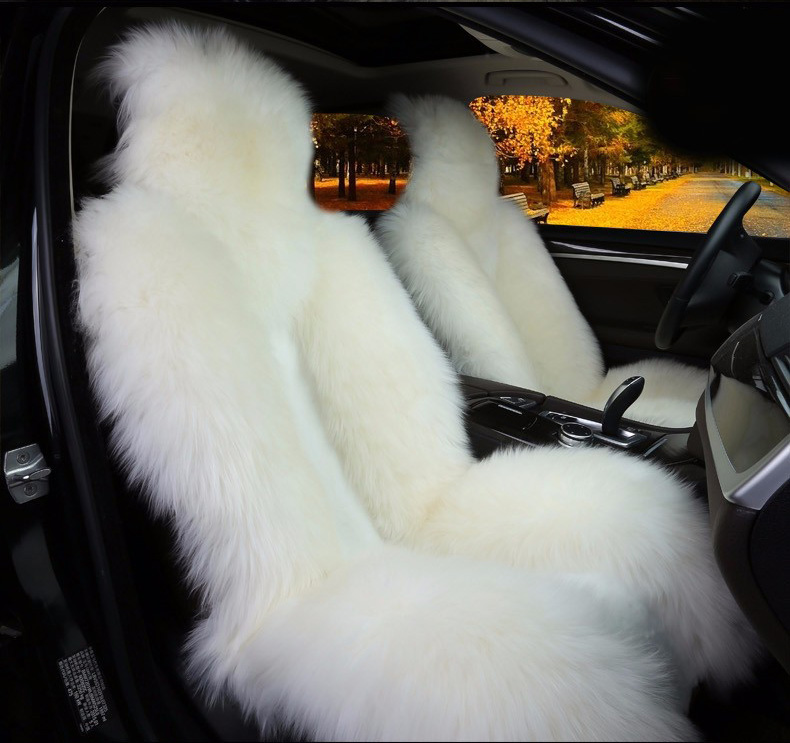 1Piece Long Wool Auto Seat Cover Universal Sheepskin Fur Cushions Winter Warm Soft Plush