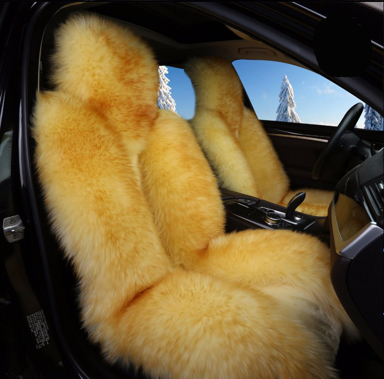 1Piece Long Wool Auto Seat Cover Universal Sheepskin Fur Cushions Winter Warm Soft Plush