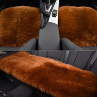 3pcs Long Wool Car Seat Pads Auto Fur Mats Furry Interior Cushion Winter Warm