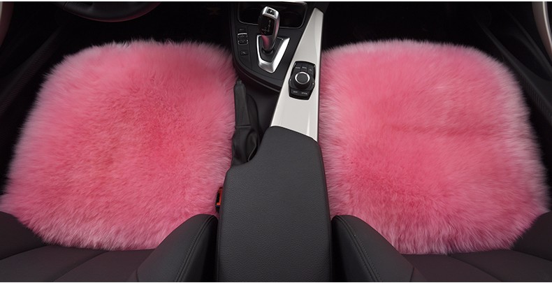 3pcs Long Wool Car Seat Pads Auto Fur Mats Furry Interior Cushion Winter Warm