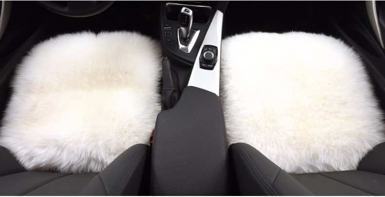 3pcs Long Wool Car Seat Pads Auto Fur Mats Furry Interior Cushion Winter Warm