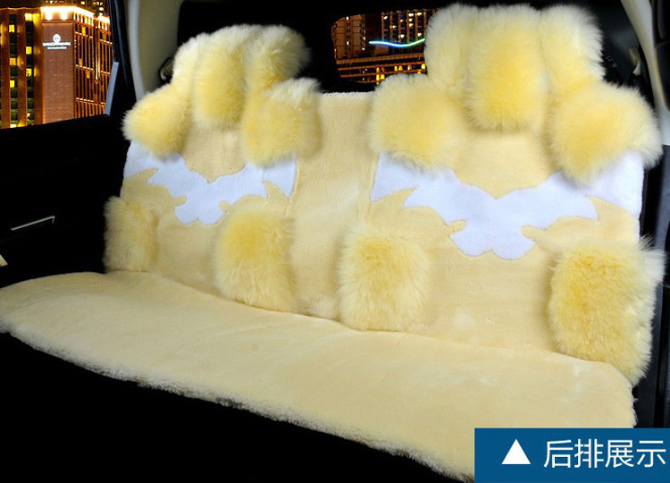 4pcs Australia Wool Car Seat Cover Winter Pulvinis Flower Genuine Fur Cushions Pads Plush Mats