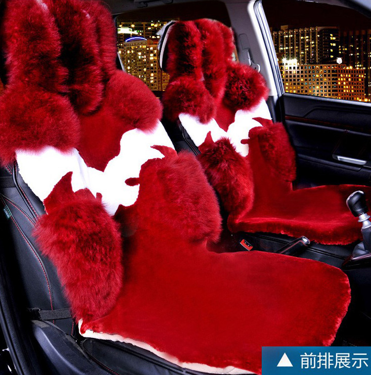 4pcs Australia Wool Car Seat Cover Winter Pulvinis Flower Genuine Fur Cushions Pads Plush Mats