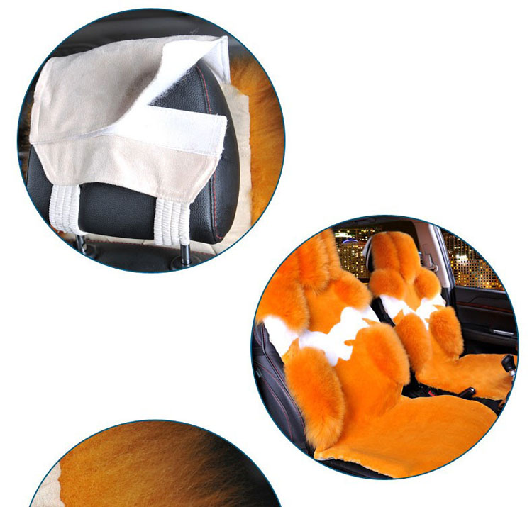 4pcs Australia Wool Car Seat Cover Winter Pulvinis Flower Genuine Fur Cushions Pads Plush Mats