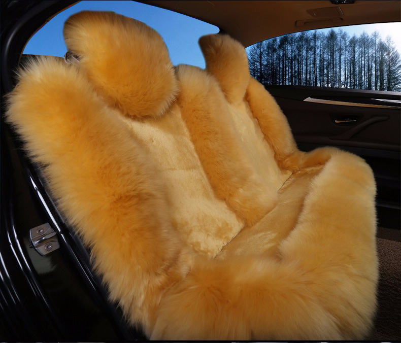 4pcs Full Sets Long Wool Auto Seat Cover Universal Sheepskin Fur Cushions Winter Warm Soft Plush