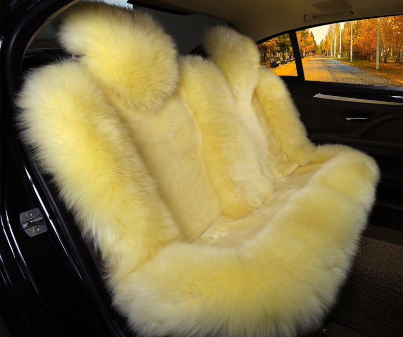 4pcs Full Sets Long Wool Auto Seat Cover Universal Sheepskin Fur Cushions Winter Warm Soft Plush