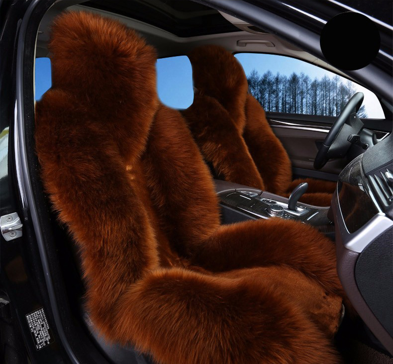 4pcs Full Sets Long Wool Auto Seat Cover Universal Sheepskin Fur Cushions Winter Warm Soft Plush