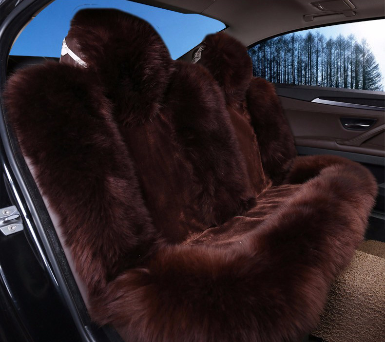 4pcs Full Sets Long Wool Auto Seat Cover Universal Sheepskin Fur Cushions Winter Warm Soft Plush