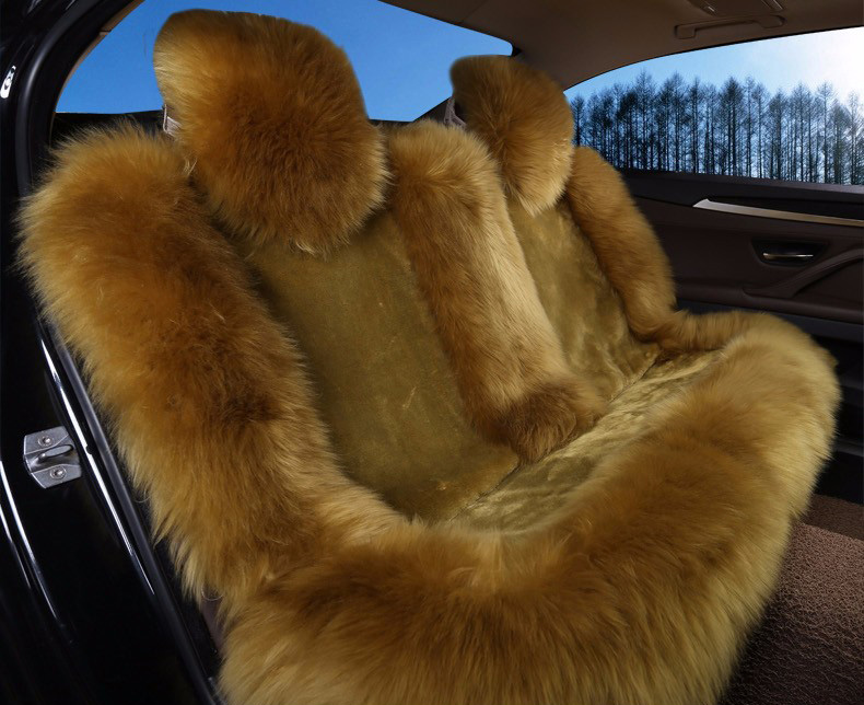 4pcs Full Sets Long Wool Auto Seat Cover Universal Sheepskin Fur Cushions Winter Warm Soft Plush