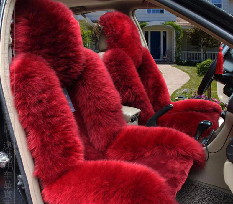 4pcs Full Sets Long Wool Auto Seat Cover Universal Sheepskin Fur Cushions Winter Warm Soft Plush