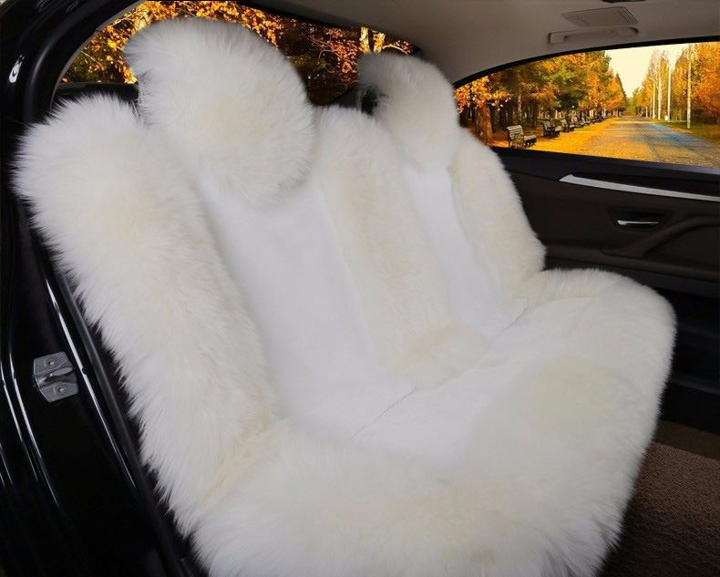 4pcs Full Sets Long Wool Auto Seat Cover Universal Sheepskin Fur Cushions Winter Warm Soft Plush