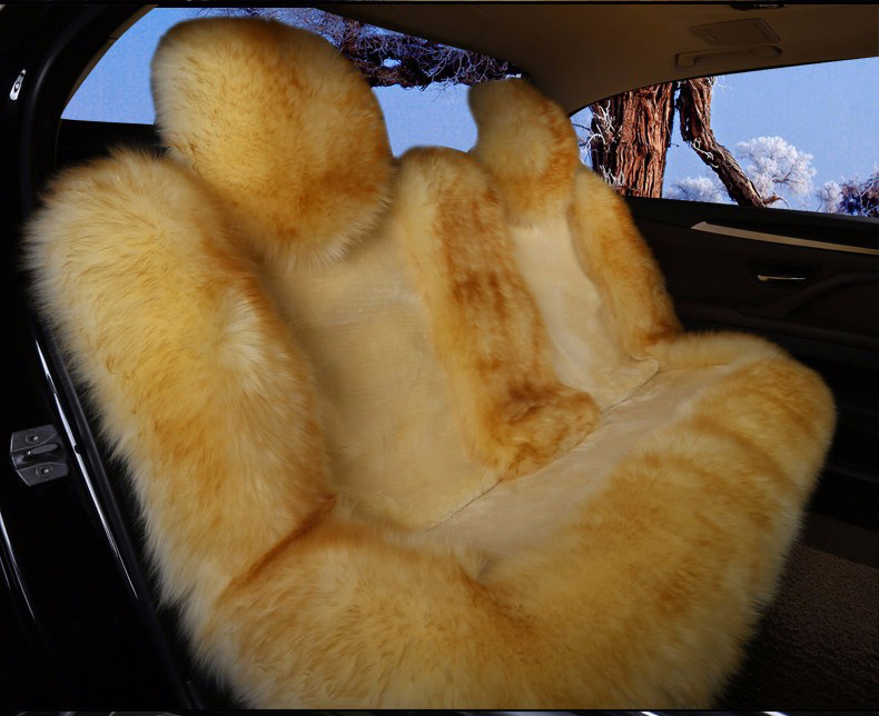 4pcs Full Sets Long Wool Auto Seat Cover Universal Sheepskin Fur Cushions Winter Warm Soft Plush