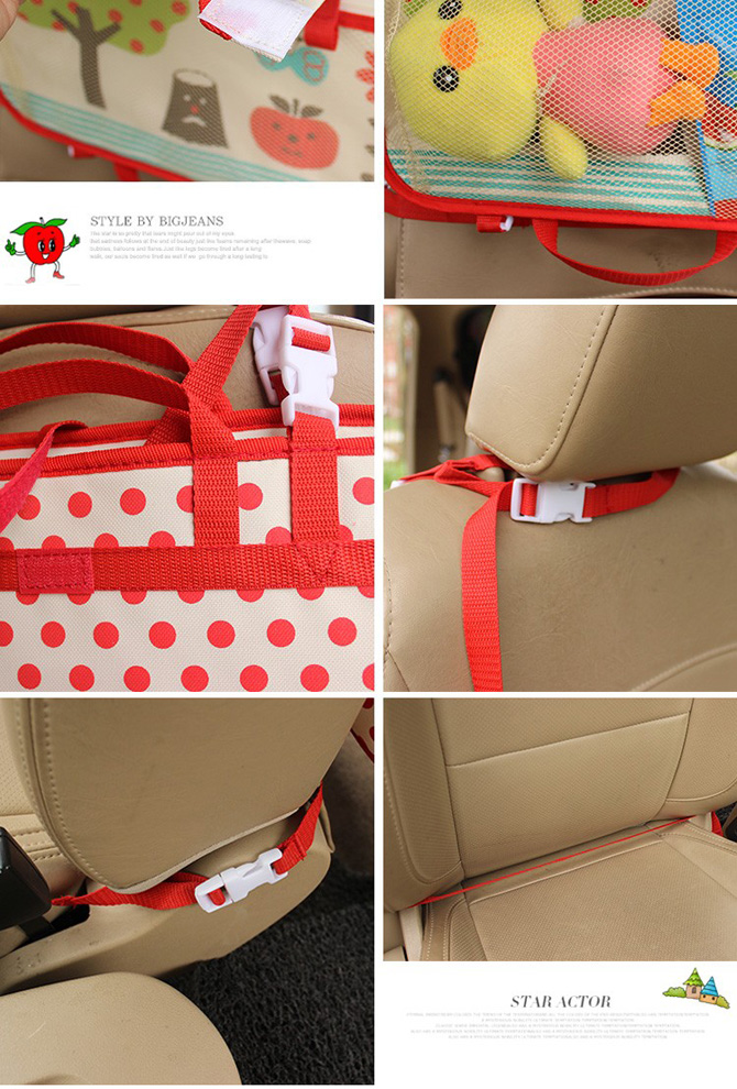 Cute Cartoon Car Back Seat Organizer Multi Pocket Storage Box Bag Hanging Insulation Holder Mummy
