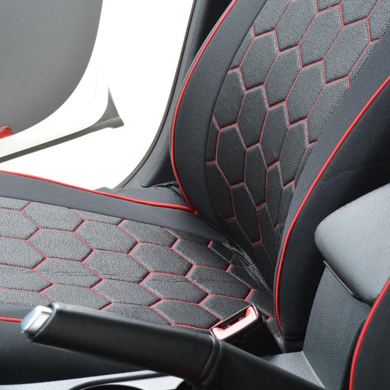 Hot Sales Soccer Ball Car Seat Cover Man Jacquard Fabric SUV Truck Accessories - Red Black