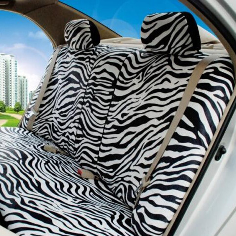 Luxury Short Plush Zebra Stripe Cars Seat Covers Universal Shoulder Pad 12pcs Set - White