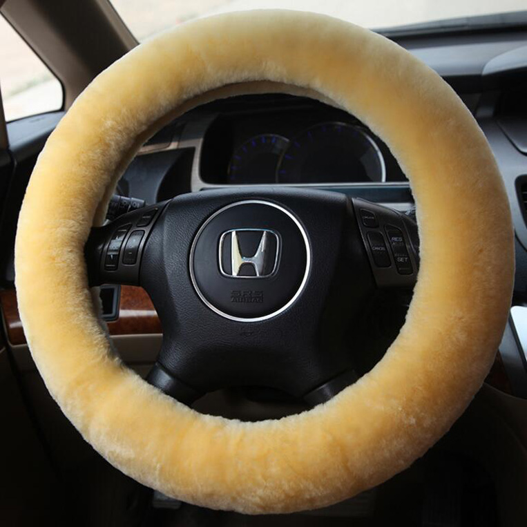 Luxury Steering Wheel Covers Premium Pure Sheepskin Wool Car Styling interior