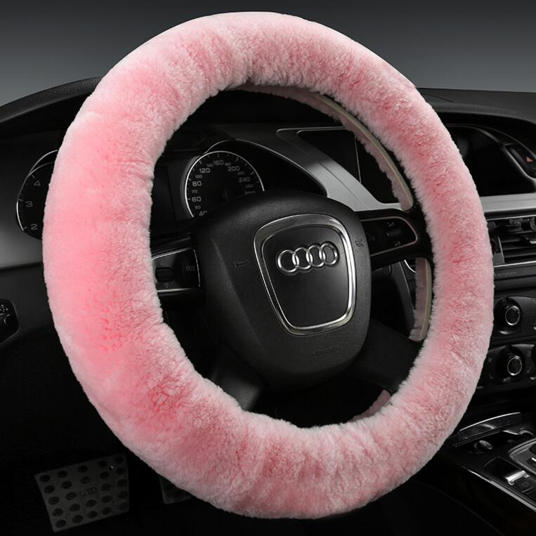 Luxury Steering Wheel Covers Premium Pure Sheepskin Wool Car Styling interior