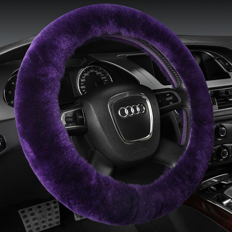 Luxury Steering Wheel Covers Premium Pure Sheepskin Wool Car Styling interior