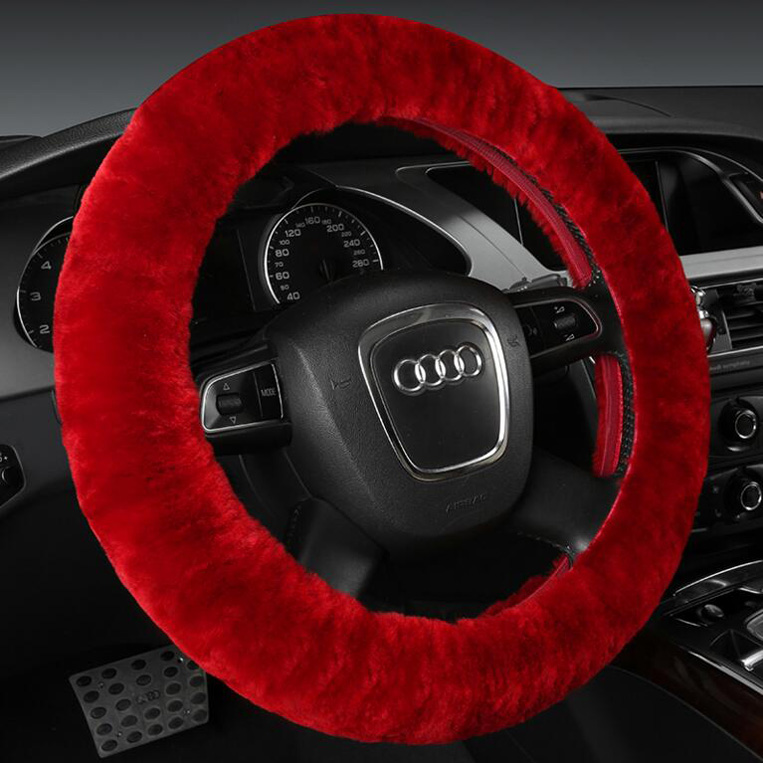 Luxury Steering Wheel Covers Premium Pure Sheepskin Wool Car Styling interior