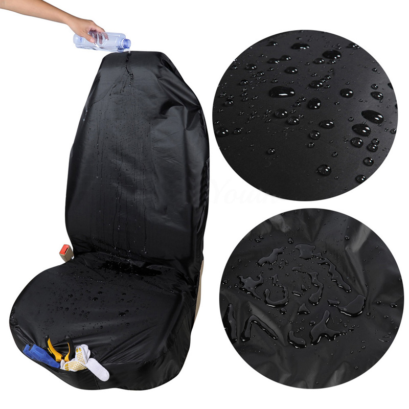 Universal Disposable Front Automotive Seat Covers Waterproof Repaired Trucks Protector - Black