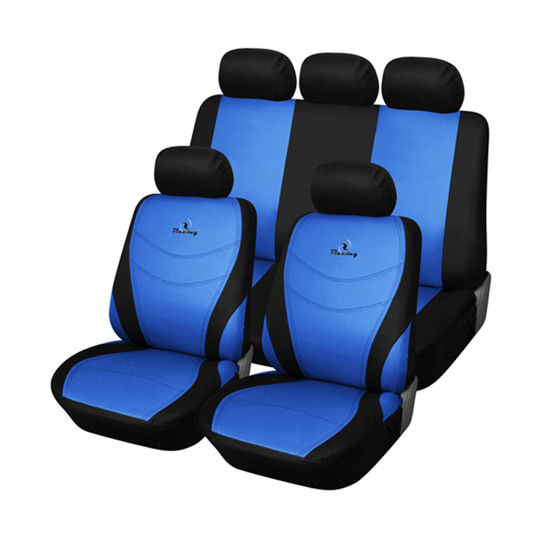 Universal Man 9pcs Polyester Fabric Racing Embroidery Auto Front & Rear Seat Covers