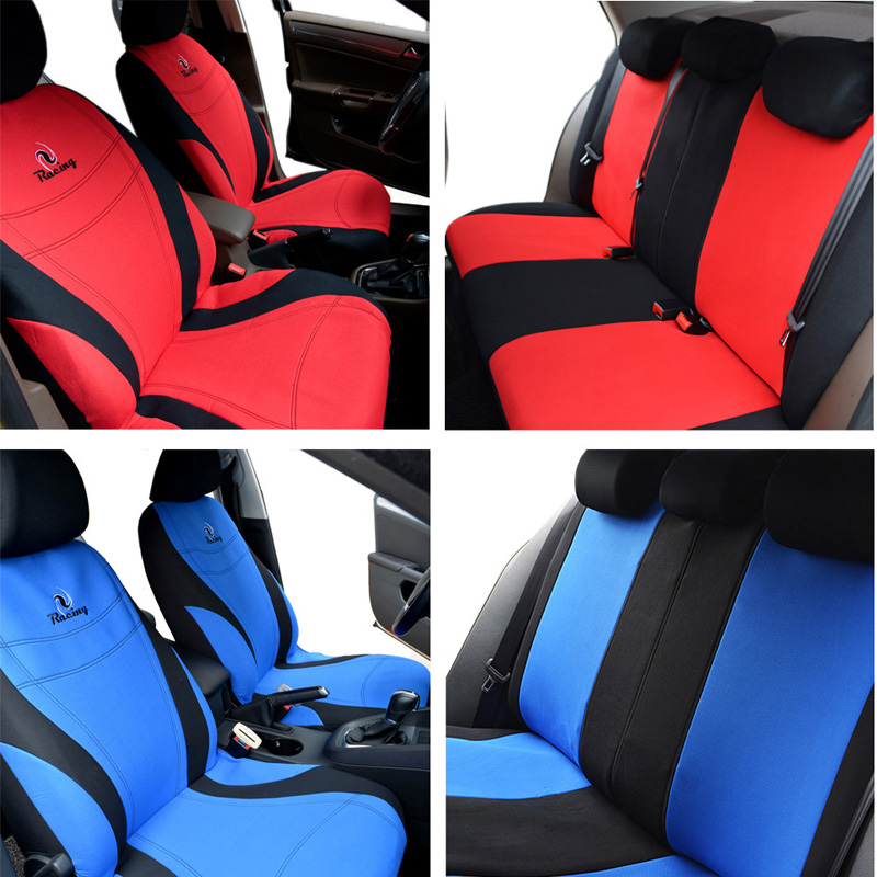 Universal Man 9pcs Polyester Fabric Racing Embroidery Auto Front & Rear Seat Covers