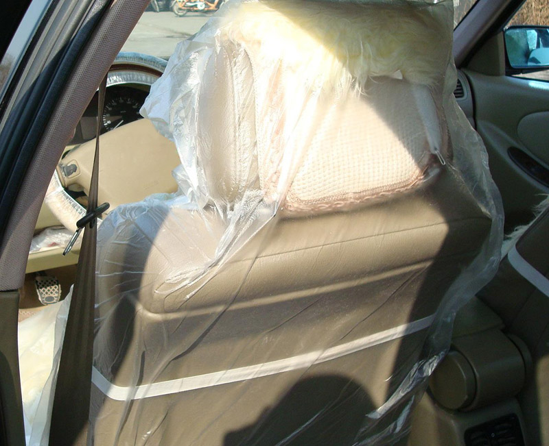 Vehicle PE Disposable Clear Plastic Auto Seat + Steering Wheel + Gear Covers 3pcs