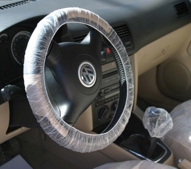 Vehicle PE Disposable Clear Plastic Auto Seat + Steering Wheel + Gear Covers 3pcs