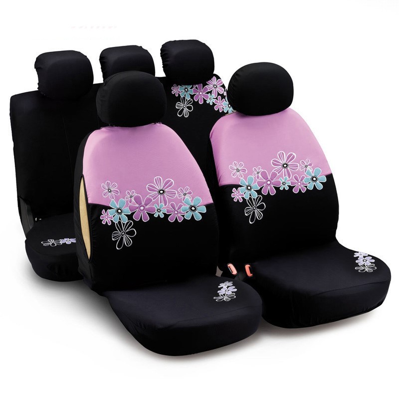Women Flower Embroidered Polyester Car Seat Cover Universal Fit Most Vehicles Interior