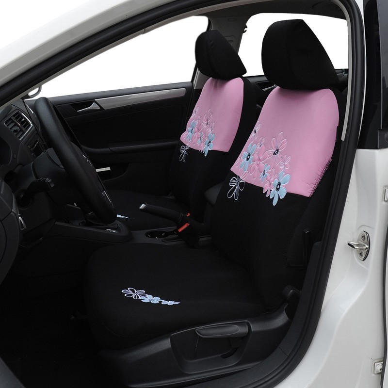 Women Flower Embroidered Polyester Car Seat Cover Universal Fit Most Vehicles Interior