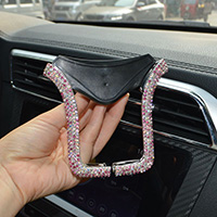 U Shape Universal Car Mobile Phone Holder Crystal Rhinestone Air Vent Mount Clip Stand GPS