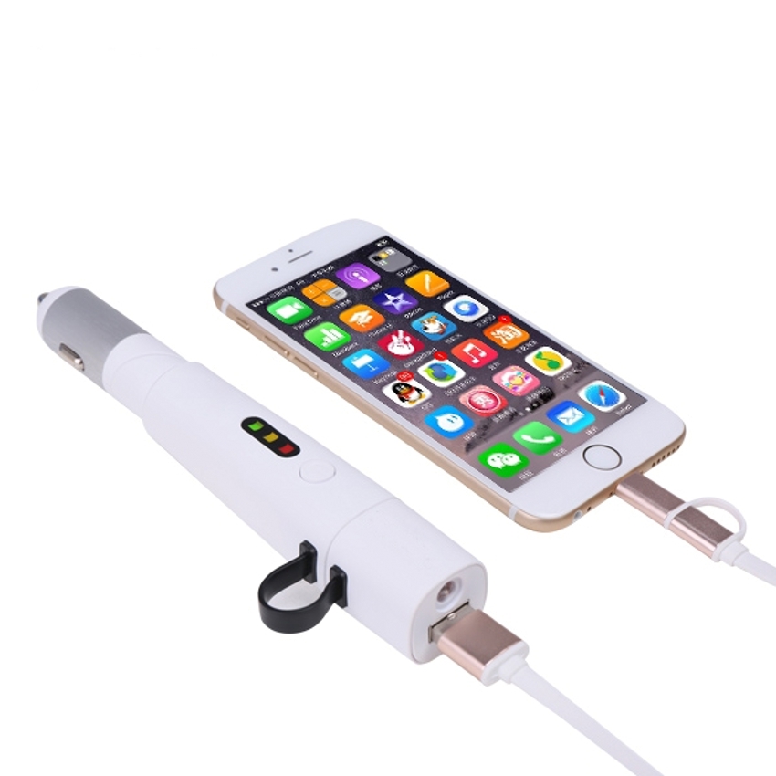 OEM/ODM AF-011 2200mAh Multi-functions Power bank Car Charger Flashlight 3 in 1 LED Torch Dual USB Charging