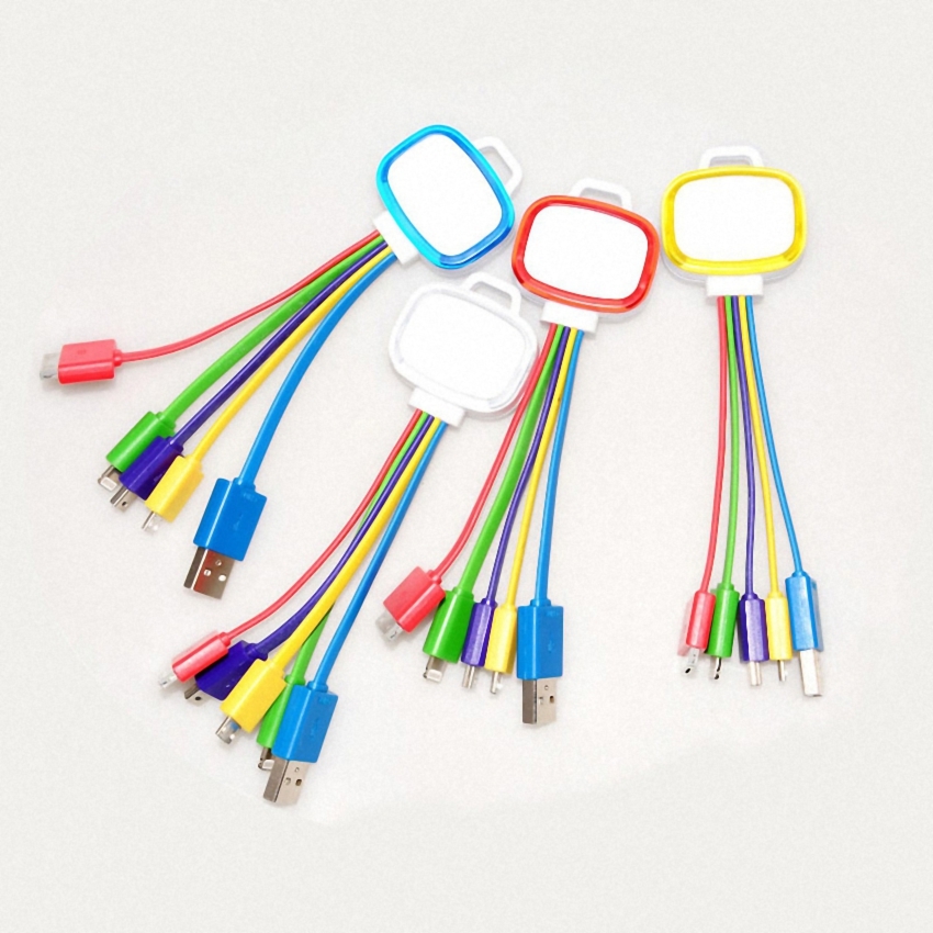 OEM/ODM AF-501FG MFI LED Charging Cable for Cell Phone Keychain 5 in 1 Micro Multi Mini USB