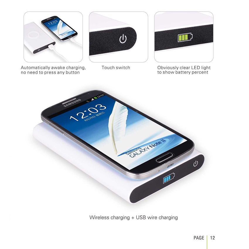 OEM/ODM AF-7000 Mini 4000mAh Wireless Qi Charging Power Bank Li-Polymer Battery Portable Charger