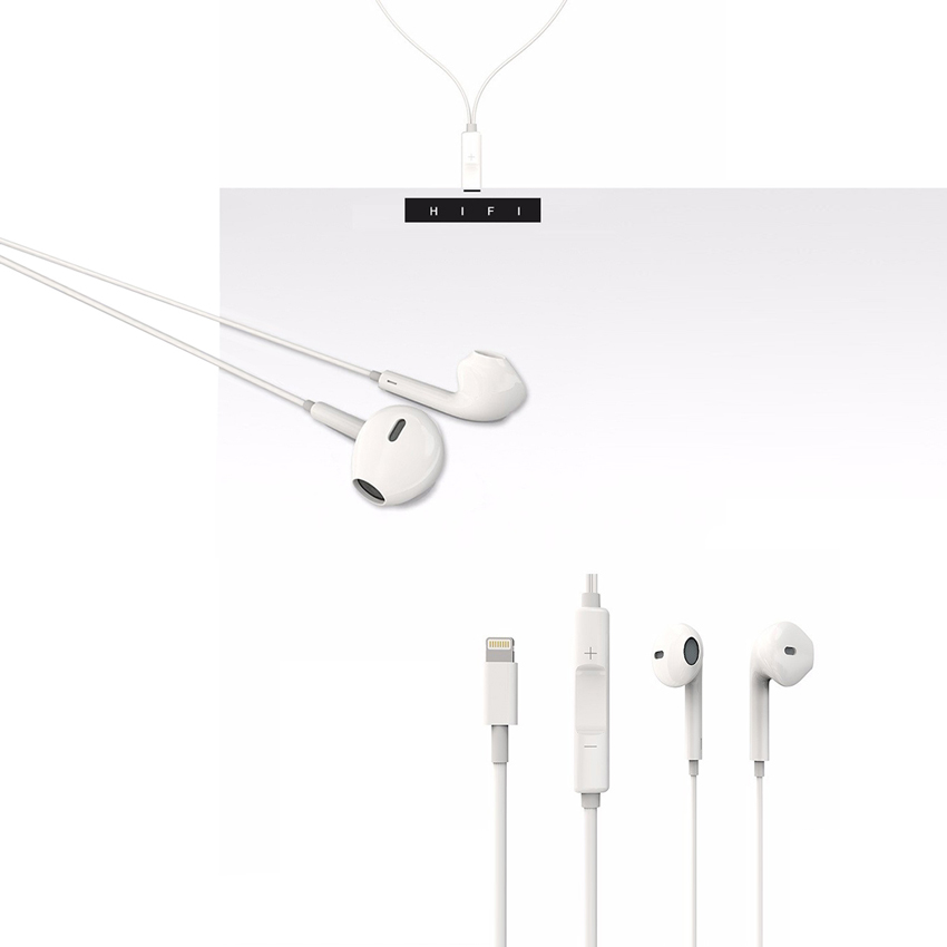 OEM/ODM AF-E700 HiFi 120CM Lighting In-Ear Earphone for iPhone 7 & iPad Earpods with 8-Pin Connector