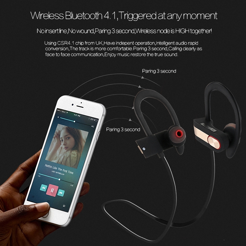 OEM/ODM AF-Q7 HiFi Wireless Waterproof Good Headphones Sport Headset Anti Sweat Bluetooth 4.1