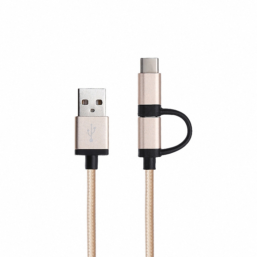 OEM/ODM AF-TC005 USB Type-C 2 In 1 Data Cable USB2.0 Aluminum TPE Charger Cables 100CM