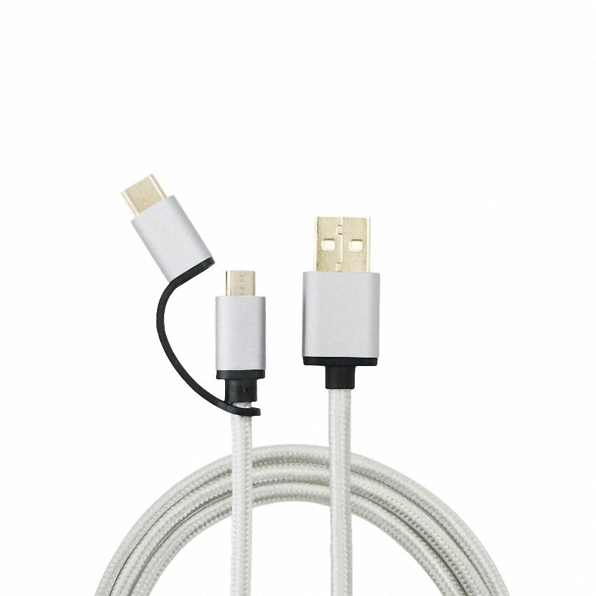 OEM/ODM AF-TC005 USB Type-C 2 In 1 Data Cable USB2.0 Aluminum TPE Charger Cables 100CM