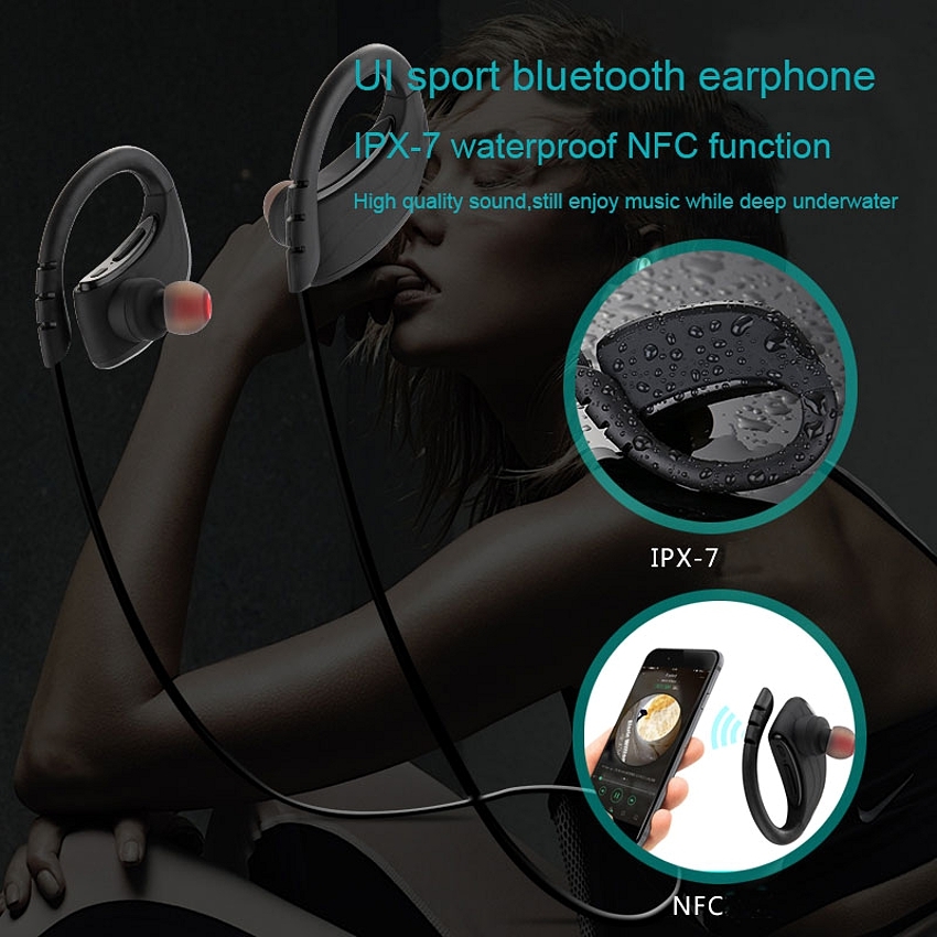 OEM/ODM AF-U1 HiFi Wireless Waterproof IPX-7 Headphones Sport Headset Anti Sweat Bluetooth 4.1 NFC