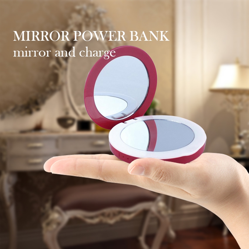 OEM/ODM AFM-300 LED 3000mAh Mirror Gift Charging Power Bank USB Portable Mobile External Battery